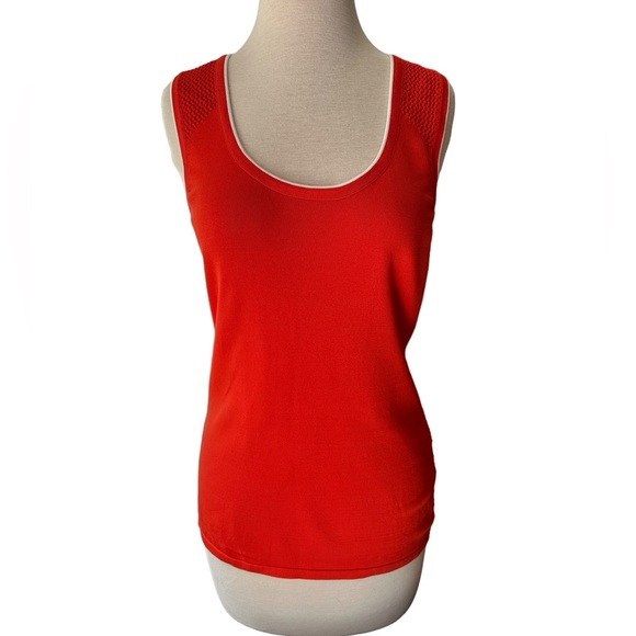 Yoana Baraschi Red Mesh Back Stretch Knit Tank Top - Picture 1 of 9